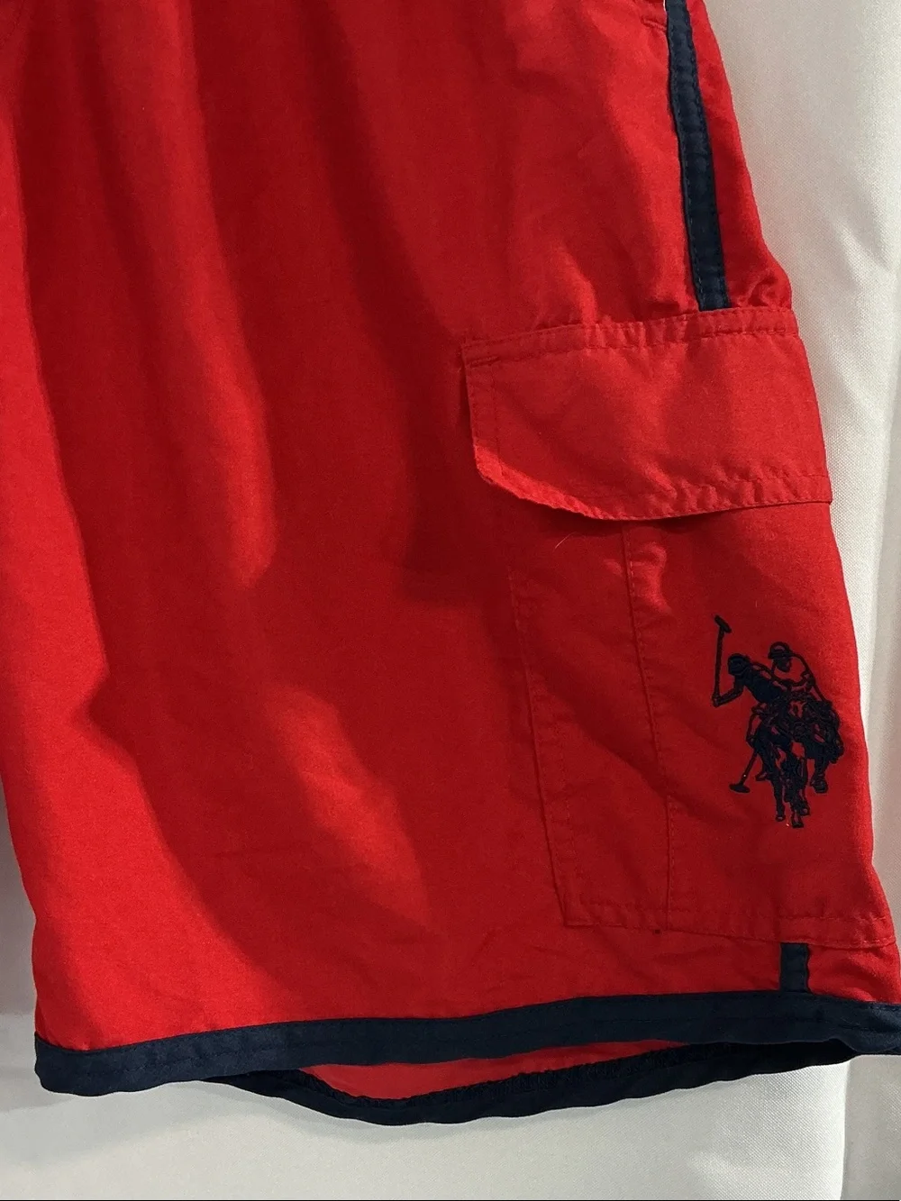 U.S. Polo Assn. Red Swim Trunks with Navy Accents